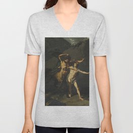 Jean-Baptiste Regnault - The Education of Achilles by the Centaur Chiron V Neck T Shirt
