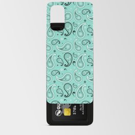 Black and White Paisley Pattern on Mint Blue Background Android Card Case