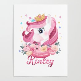 Kinley Name Unicorn, Birthday Gift for Unicorn Princess Poster