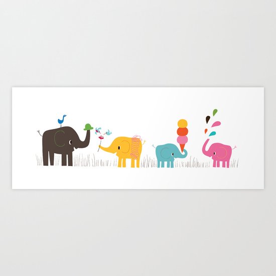 elephant family Art Print