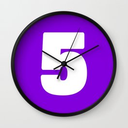 5 (White & Violet Number) Wall Clock