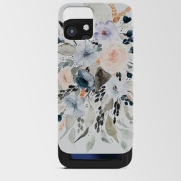 Loose Blue and Peach Floral Watercolor Bouquet  iPhone Card Case