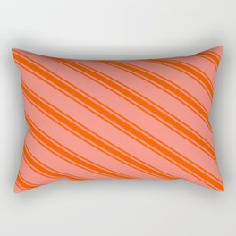 [ Thumbnail: Salmon & Red Colored Pattern of Stripes Rectangular Pillow ]
