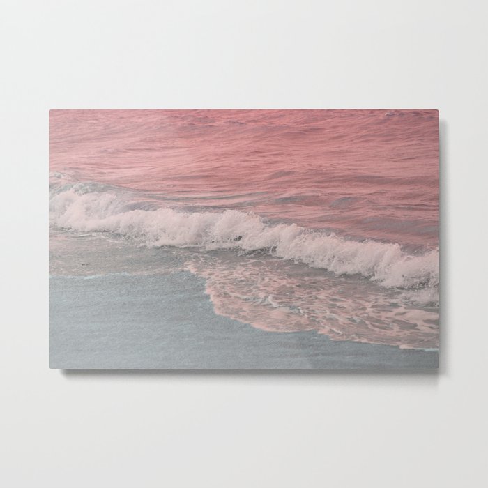 Pink Waves Beach Metal Print By Newburydesigns Society6
