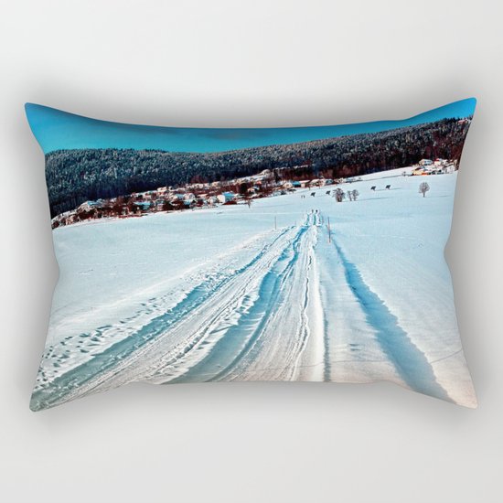 Winter road into the mountains Rectangular Pillow