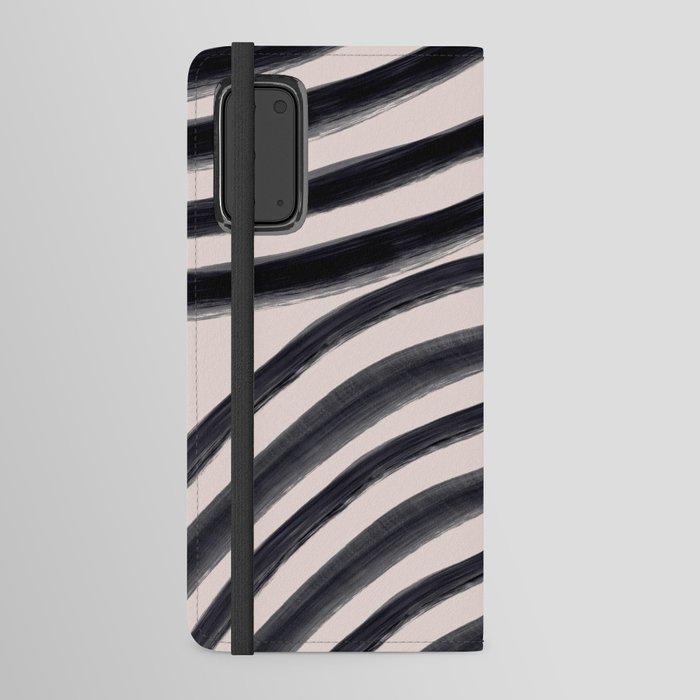 Modern Brushstroke Lines in Black and White Android Wallet Case