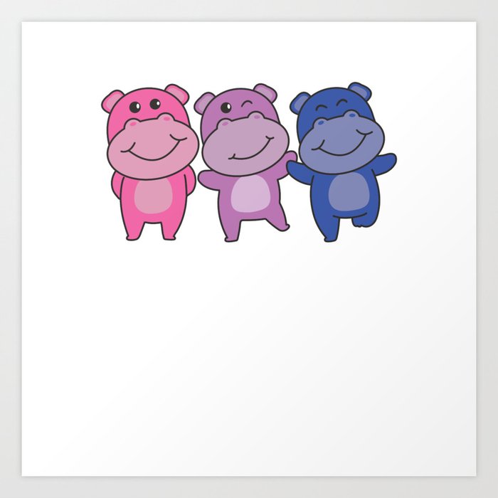 Bi Flag Pride Lgbtq Cute Hippo Art Print