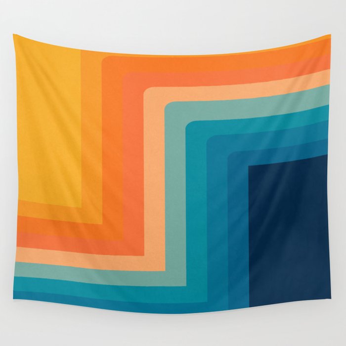 Retro 70s Color Lines Wall Tapestry