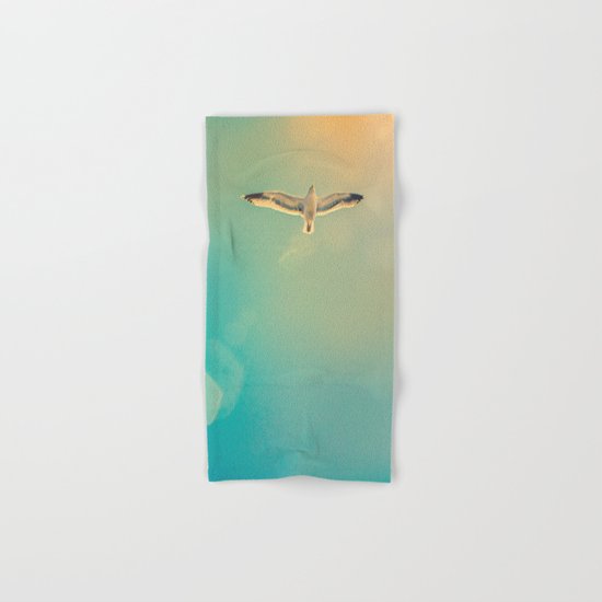 Always Have Hope (Seagull Flying in Teal Sky) Hand & Bath Towel