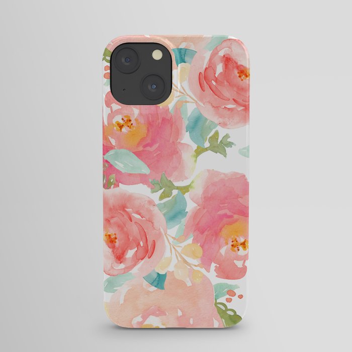 Watercolor Peonies Summer Bouquet iPhone Case