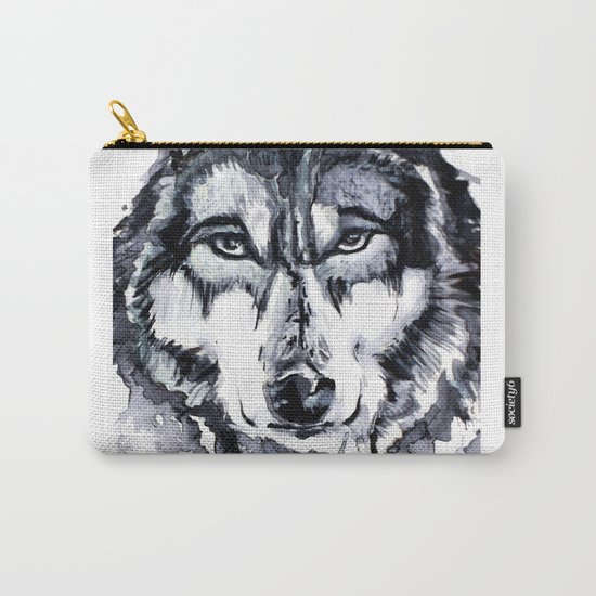 Abstract Wolf - Zoomed Carry-All Pouch