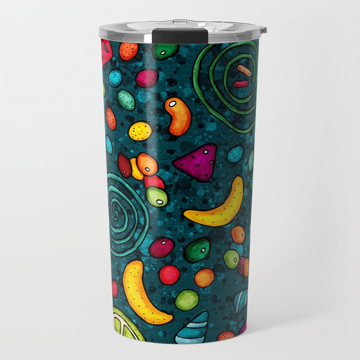 Hand-drawn candies pattern, multicolored sweets Travel Mug