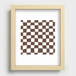 Hand Drawn Checkerboard Pattern (brown/white) Recessed Framed Print