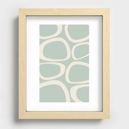 Mid Century Modern Funky Ovals Pattern Aqua and Cream Recessed Framed Print