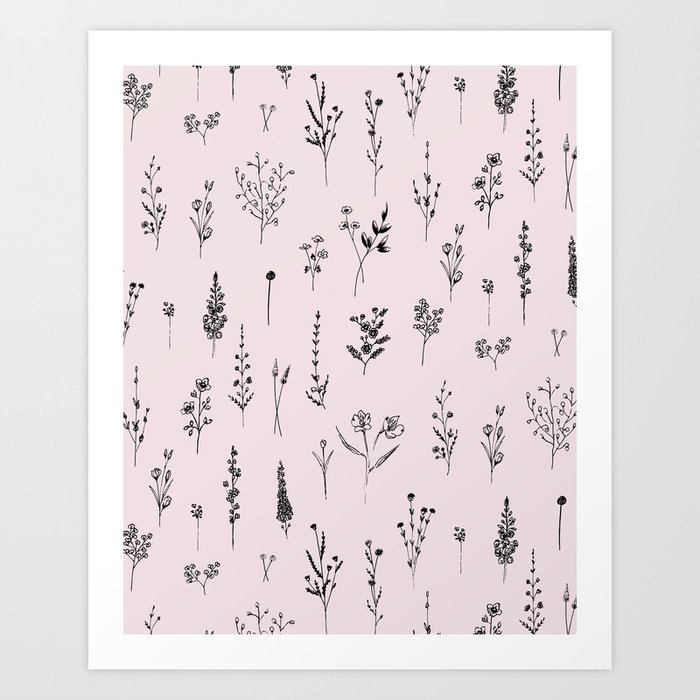 Wildflowers - baby Pink light Art Print