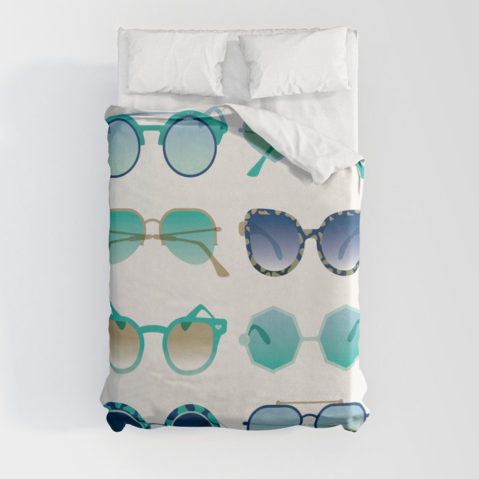 Sunglasses Collection – Turquoise & Navy Palette Duvet Cover