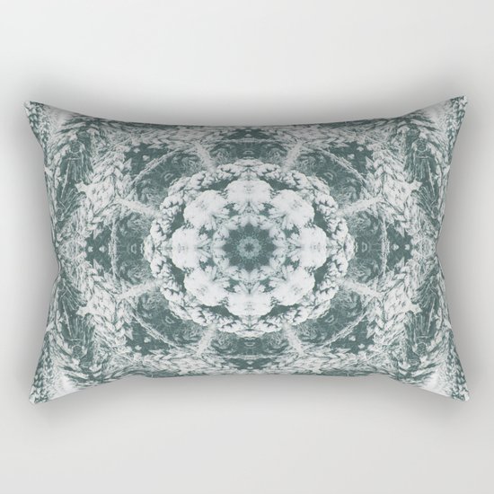 Winter snowy spruce forest mandala Rectangular Pillow