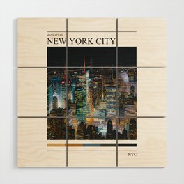 New York City Minimalist Night Wood Wall Art