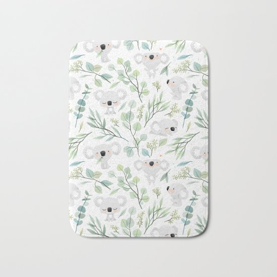 Koala and Eucalyptus Pattern Bath Mat