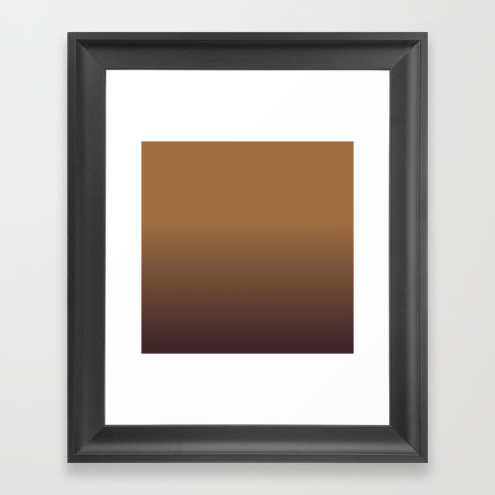 OMBRE CHOCOLATE BROWN. Dark Brown Gradient Framed Art Print