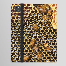 swarm of bees on honeycomb iPad Folio Case