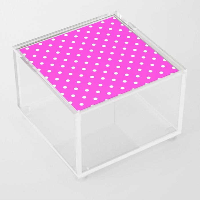 Hot Pink Polka Dots Acrylic Box