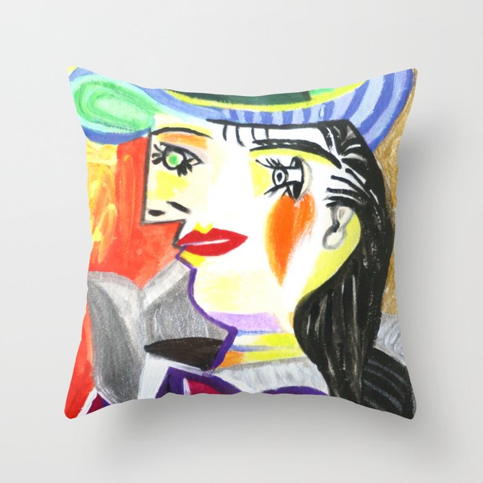 Picasso style double faces I Throw Pillow by Lillapanda Society6