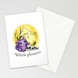 Cat lover Happy Halloween witch please Stationery Card