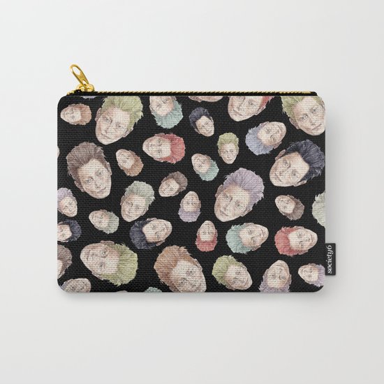 Tilda Heads on Black | Hair Pattern Carry-All Pouch