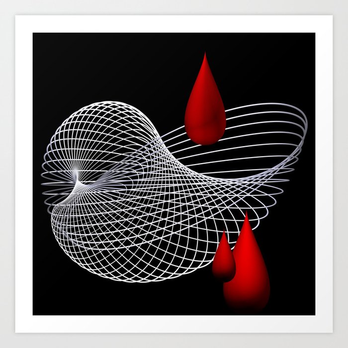 red and white on black -19- Art Print