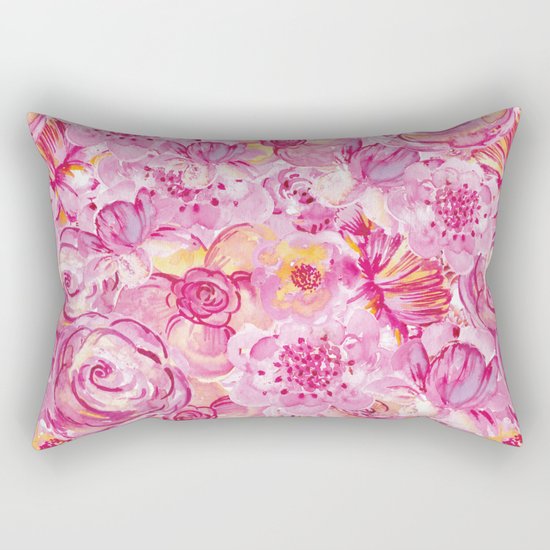 Rose pattern - Floral roses watercolor pattern Rectangular Pillow