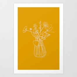 FLOWERS AND LEAVES IN YELLOW Art Print