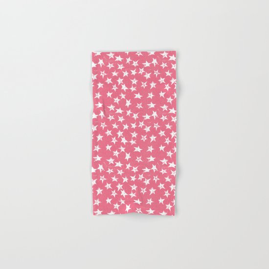 Linocut Stars- Blush & White Hand & Bath Towel