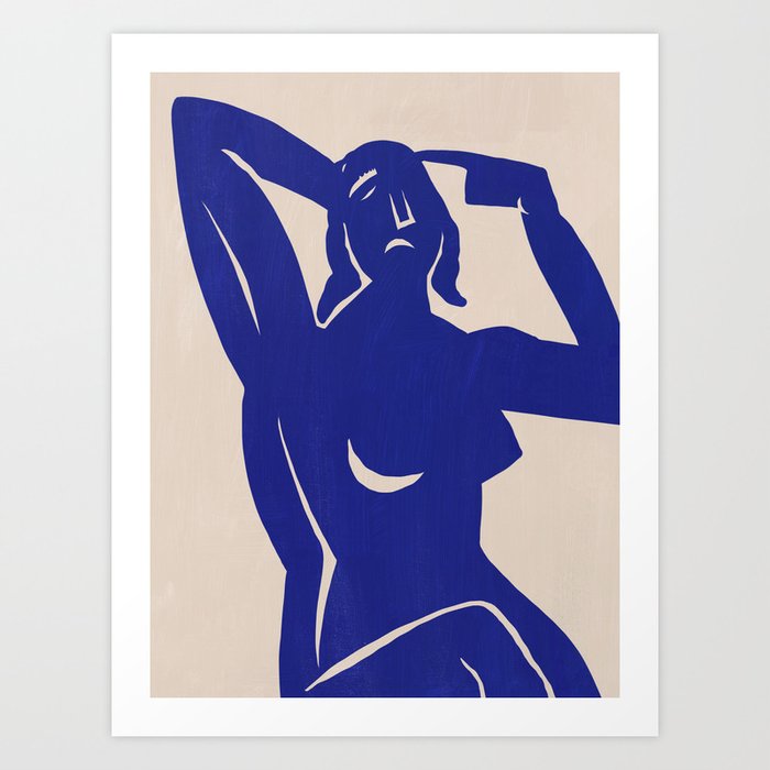 Paper cut figurative in blue Art Print