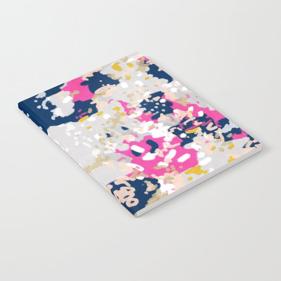 Michel - Abstract, girly, trendy art with pink, navy, blush, mustard for cell phones, dorm decor etc Notebook