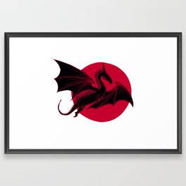 Dragon and Moon Lino Print Framed Art Print