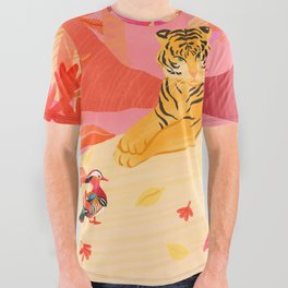 Tiger and Mandarin Ducks All Over Graphic Tee