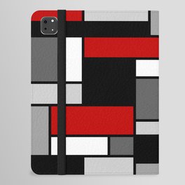 Mid Century Modern Color Blocks in Red, Gray, Black and White iPad Folio Case