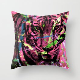 A Neon Tiger Throw Pillow