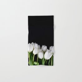 White Tulips on Black 3 Hand & Bath Towel
