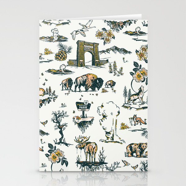 Yellowstone National Park Travel Pattern Design Stationery Cards
