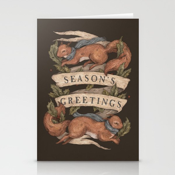 Red Squirrel Season's Greetings Stationery Cards