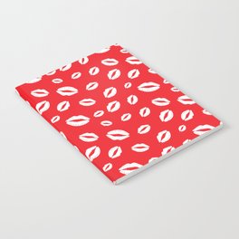 Lipstick kisses on red background. Digital Illustration background Notebook