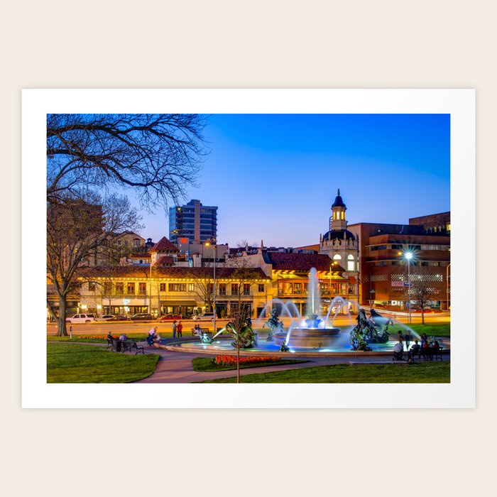 J.C. Nichols Fountain - Kansas City Plaza Lights Art Print ...