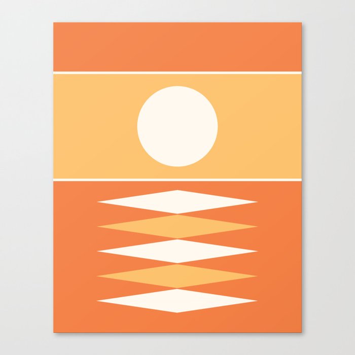 Abstract Geometric Sunrise 3 in Yellow orange green  Canvas Print