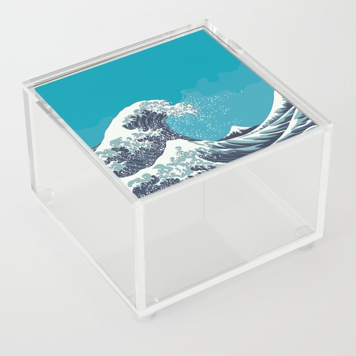 Great Wave and Mount Fuji vintage japanese woodcut style illustration Acrylic Box