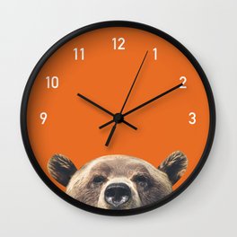 Bear Numbers Orange Wall Clock