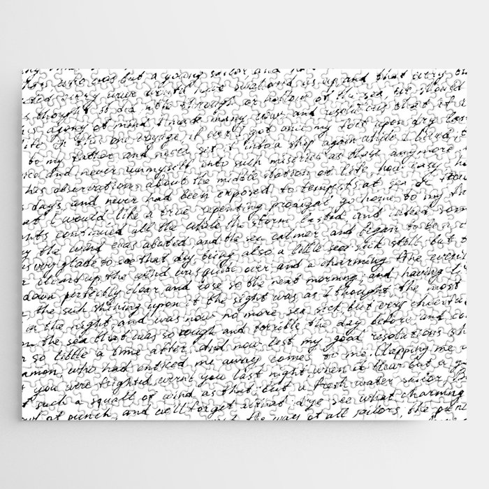 Monochrome background of careless ink writing. Handwritten letter texture. Vintage illustration Jigsaw Puzzle