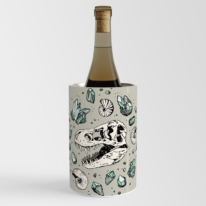 Geo-rex Vortex | Aquamarine | Dinosaur Skull Fossil Art Wine Chiller