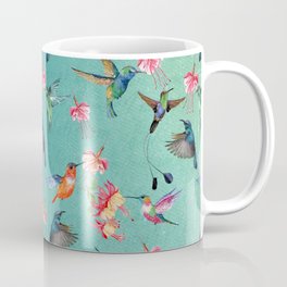 Vintage Watercolor hummingbirds and fuchsia flowers Mug